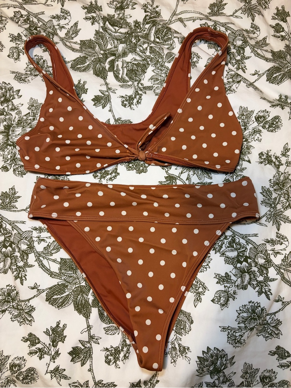 La Hearts Rust Polka Dot Bikini Set